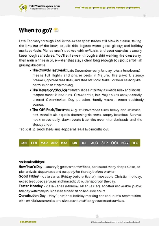 example page 3 from our offline Travel Guide for Marshall Islands